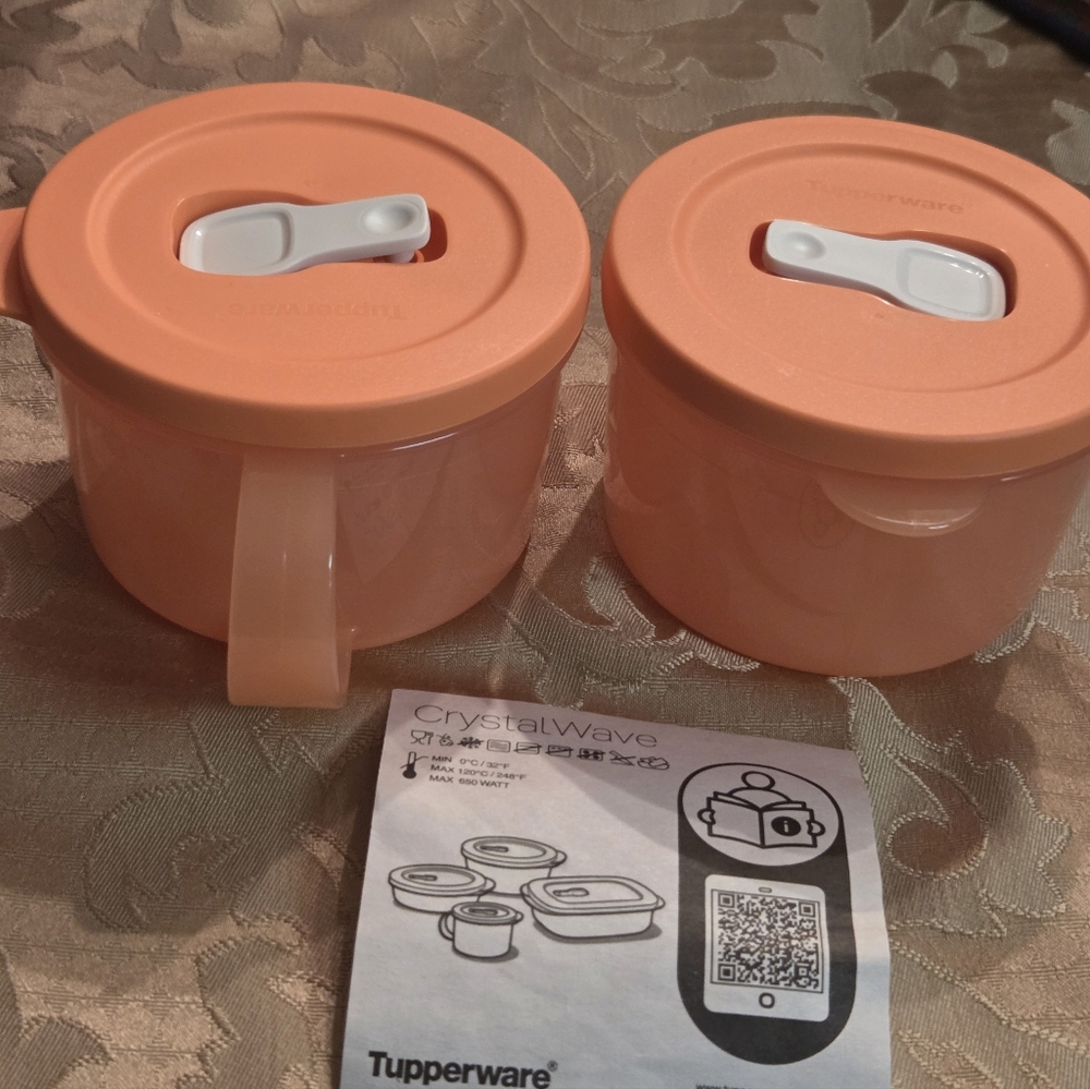 Tupperware Vent n Serve Soup Mugs Set/2 NWT